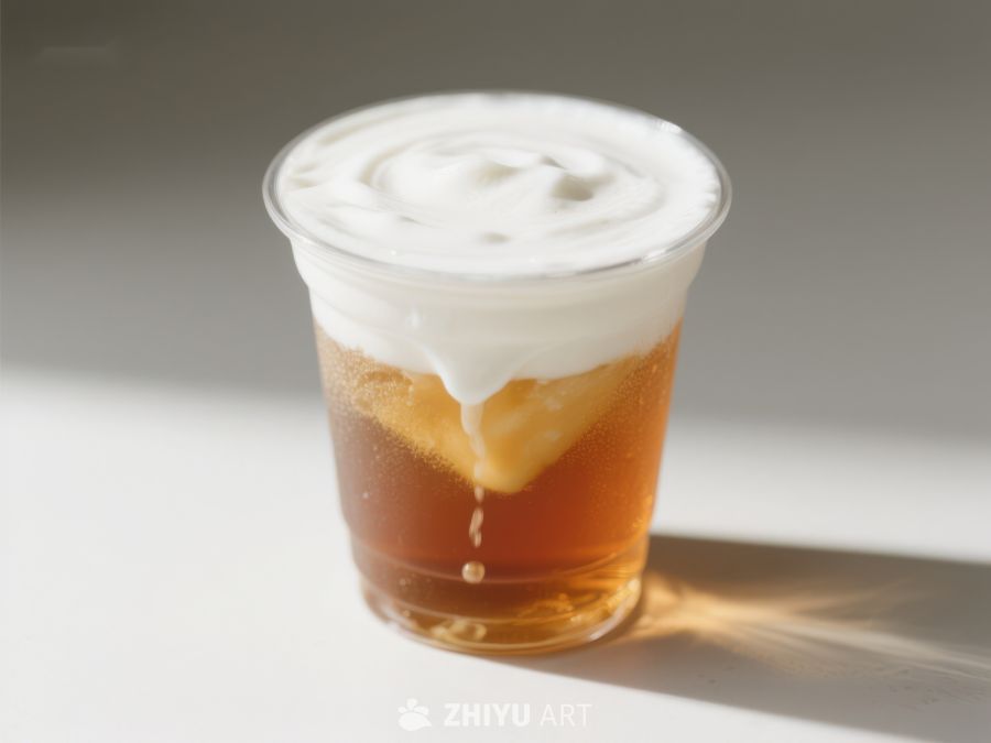 冰茶配奶油，阳光下的清新饮品