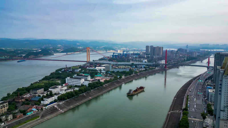 湖北宜昌城市风光航拍图 