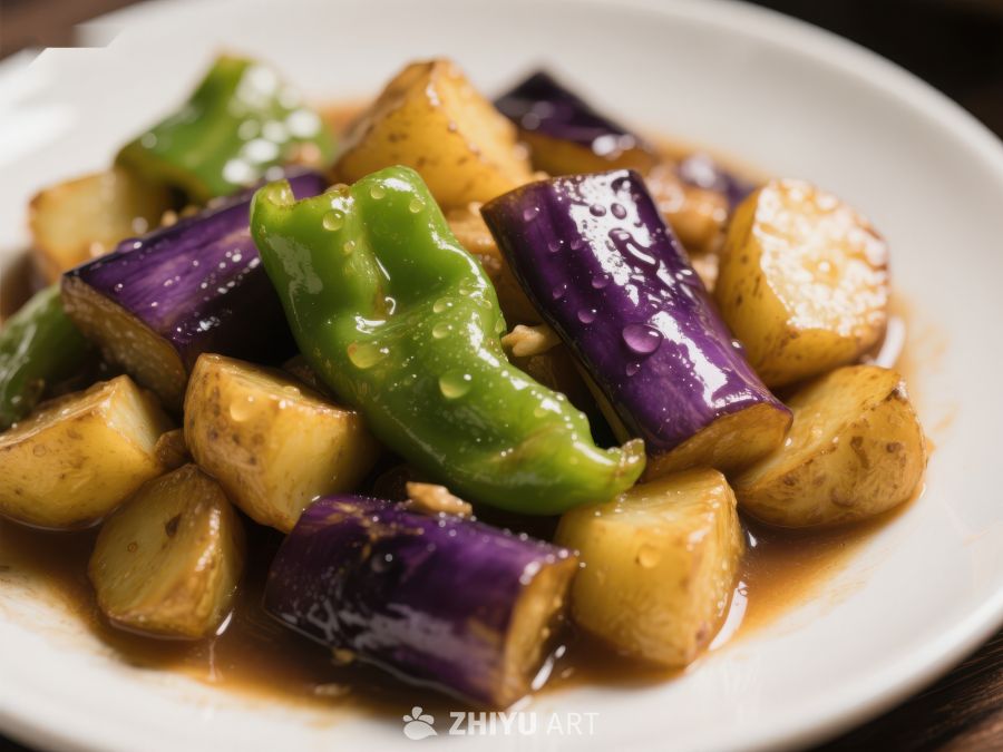 茄子土豆炒青椒美食 841