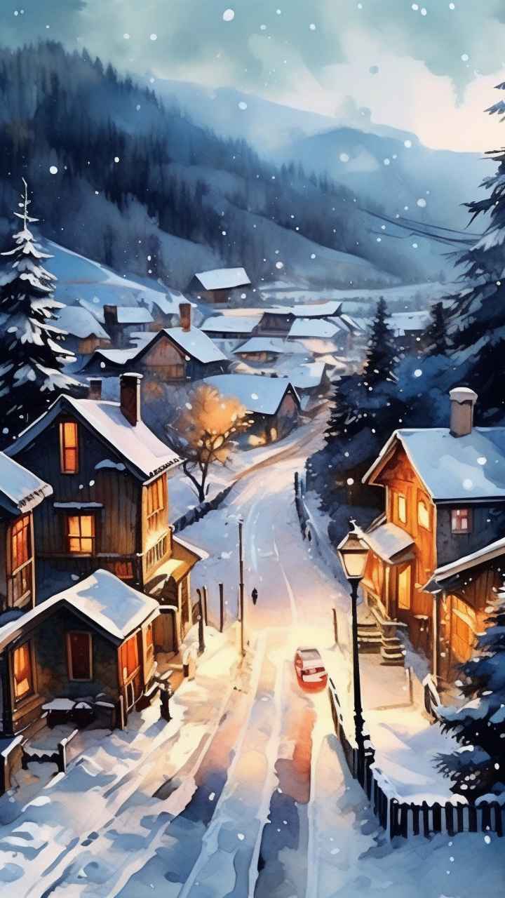 冬季插画美景图 35