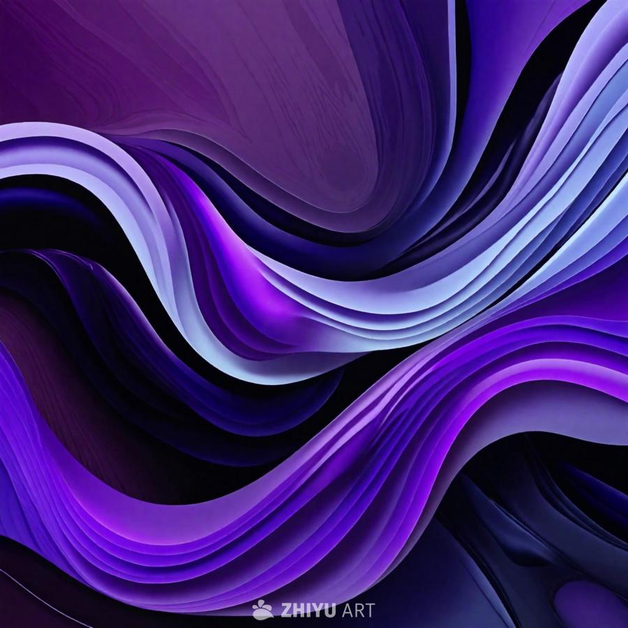 抽象艺术作品呈现充满活力的紫色调。动态且复杂的图案