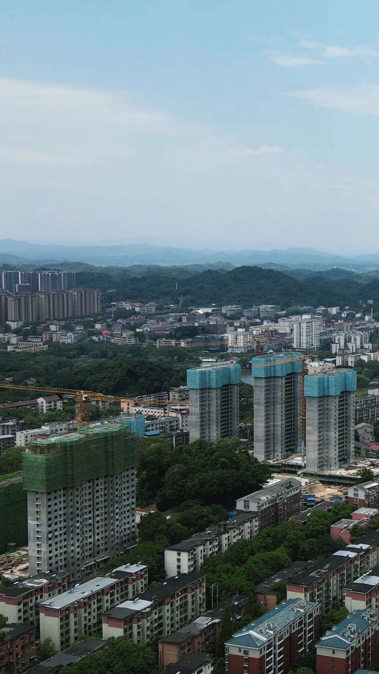 城市航拍益阳城市建设竖屏