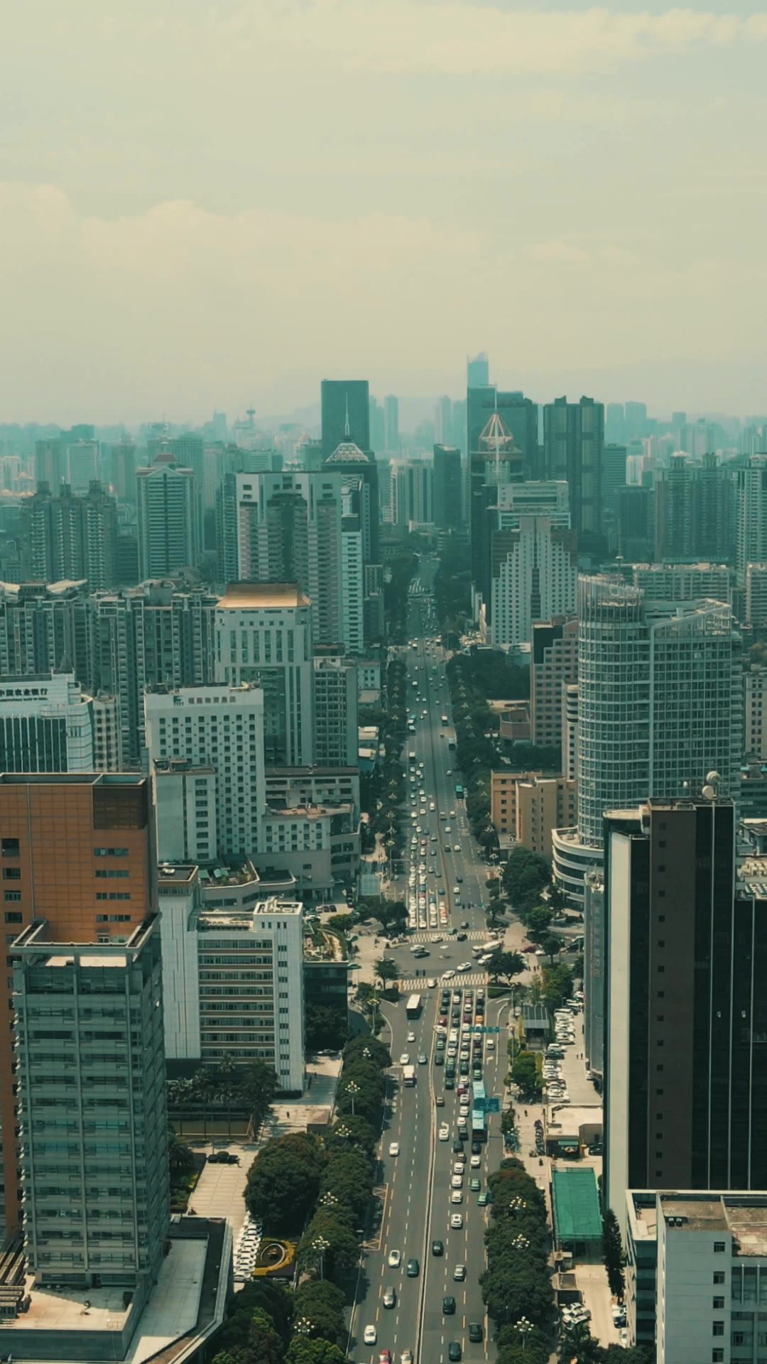 城市航拍福建福州城市风光交通竖屏