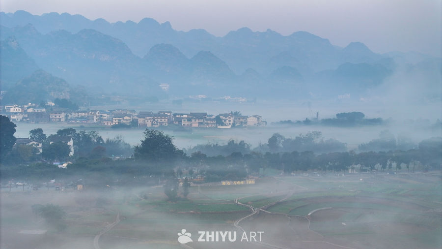 水墨画般的乡村晨景 32