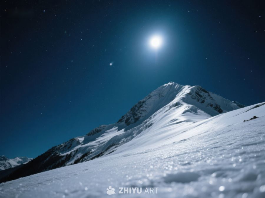 月光下的雪山夜景 578
