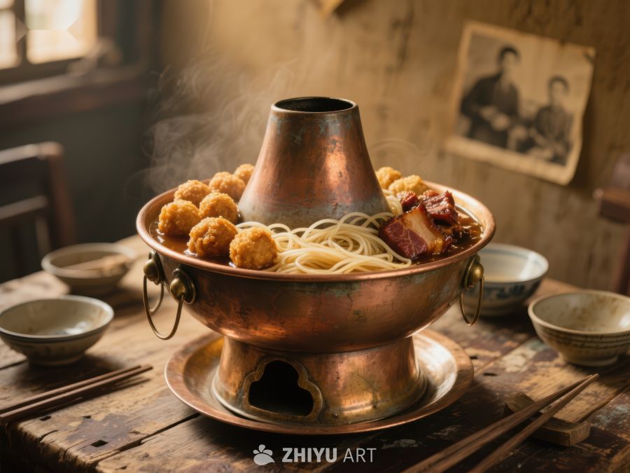 铜锅热气腾腾，传统美食诱人 725