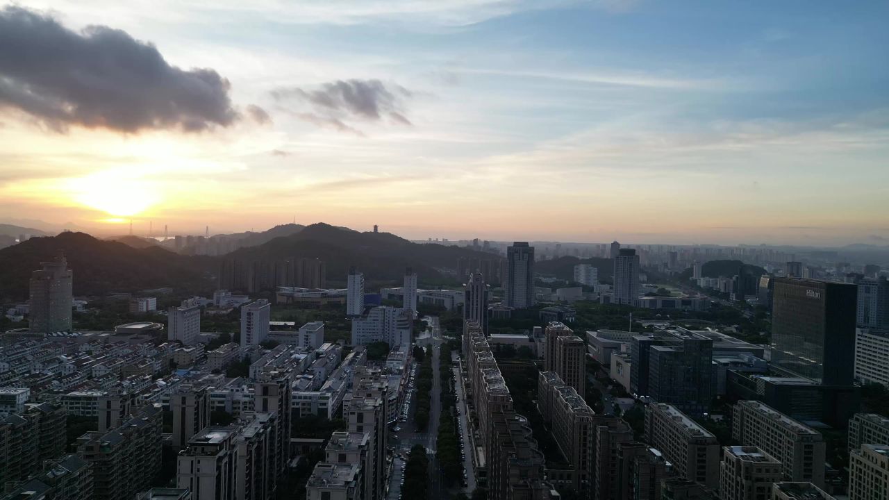 航拍浙江台州城市建设台州风光 