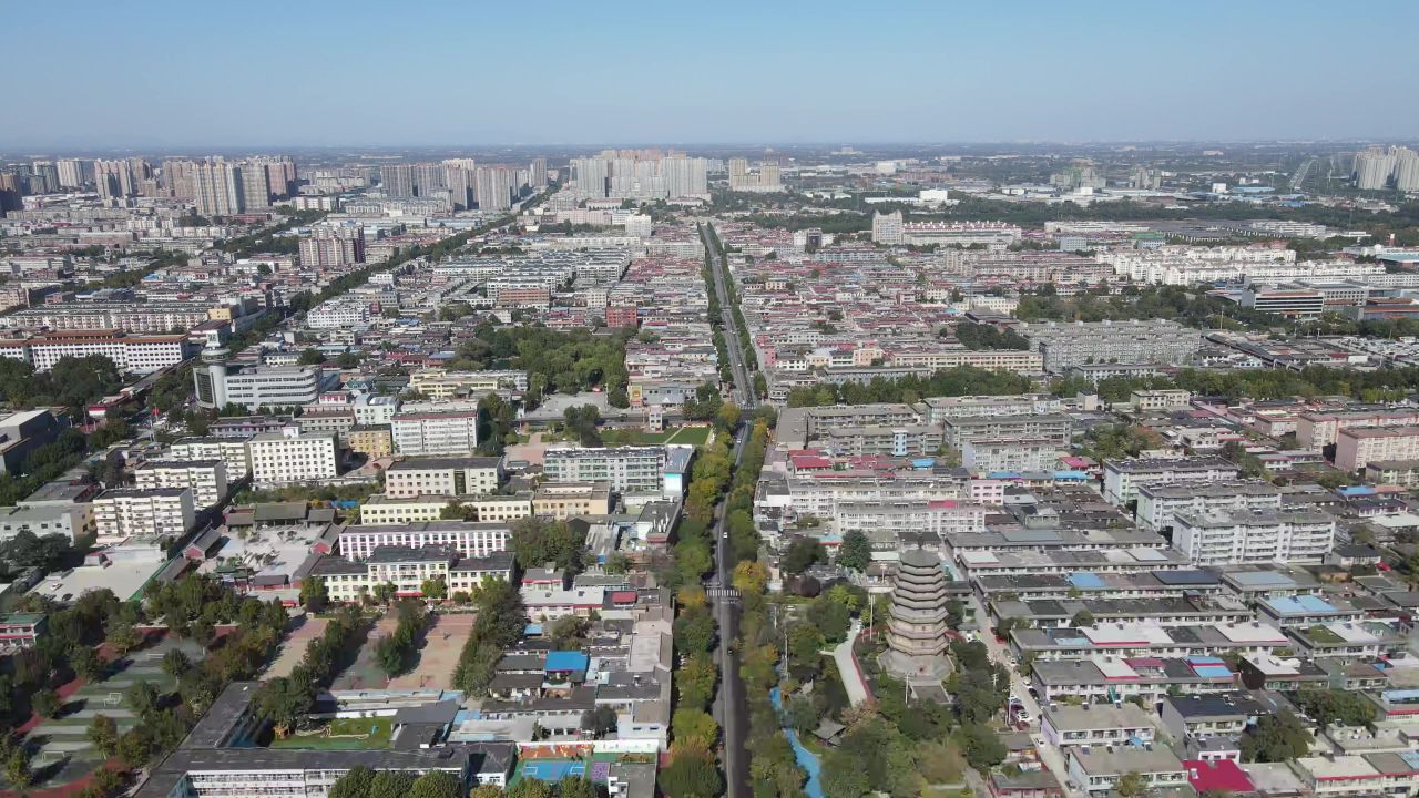 河北石家庄正定古城航拍