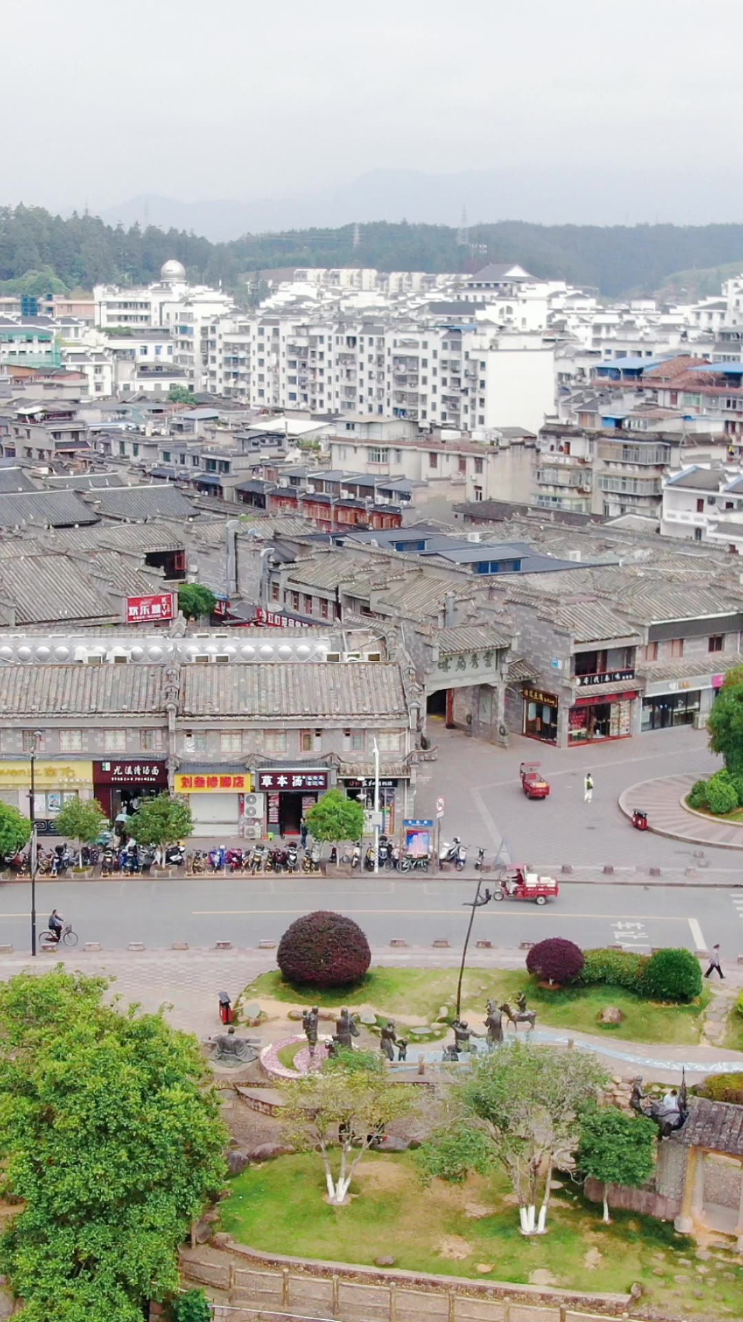 旅游景区福建泰宁古城竖屏航拍