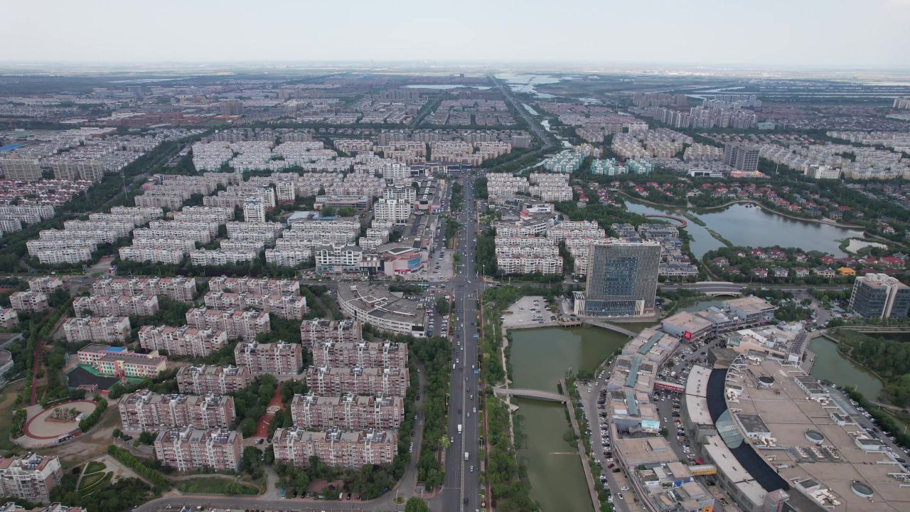 山东东营城市风光航拍  