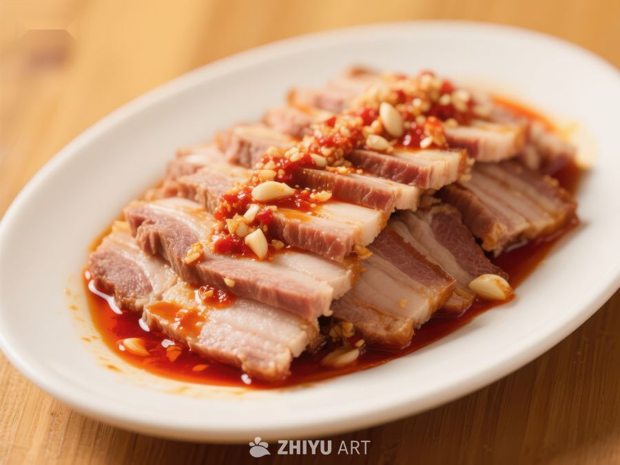 红油蒜泥白肉，美味川菜佳肴 230