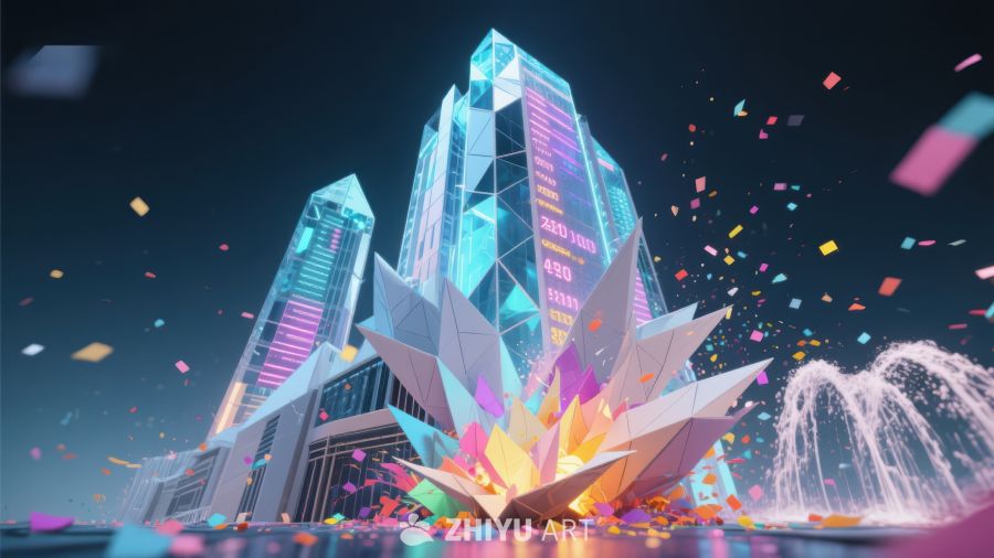 水晶塔楼夜景庆祝 543