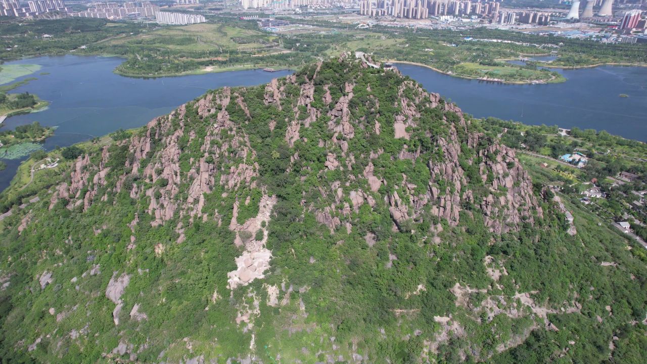山东济南华山湖风景区航拍  