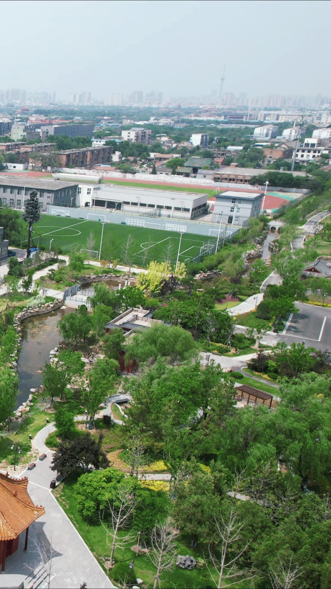 航拍开封城市风光旅游景区