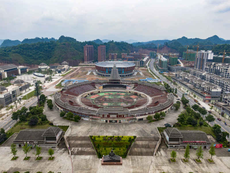 湖南通道萨岁广场航拍摄影图