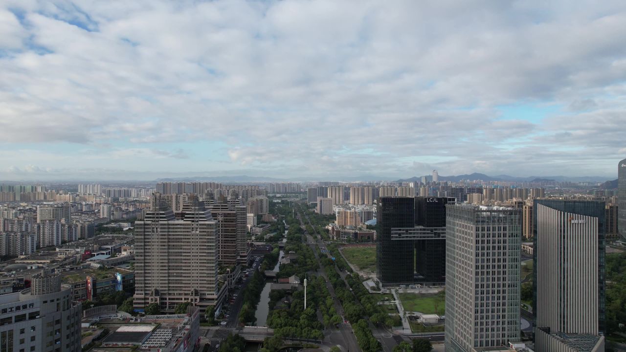 浙江台州城市风光地标建筑航拍 