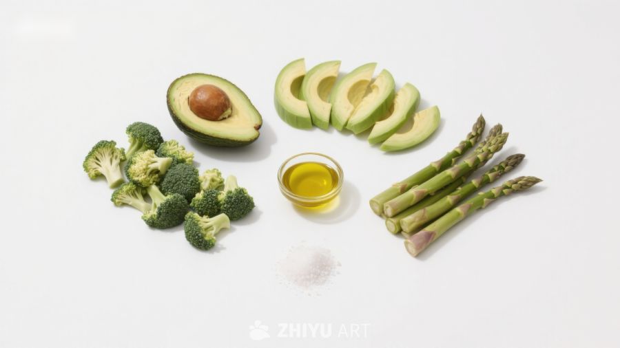 新鲜蔬菜与牛油果食材摆拍