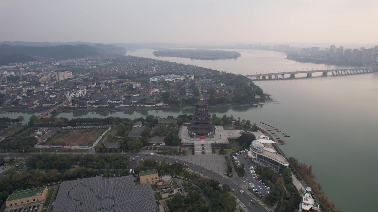 四川遂宁城市风光航拍