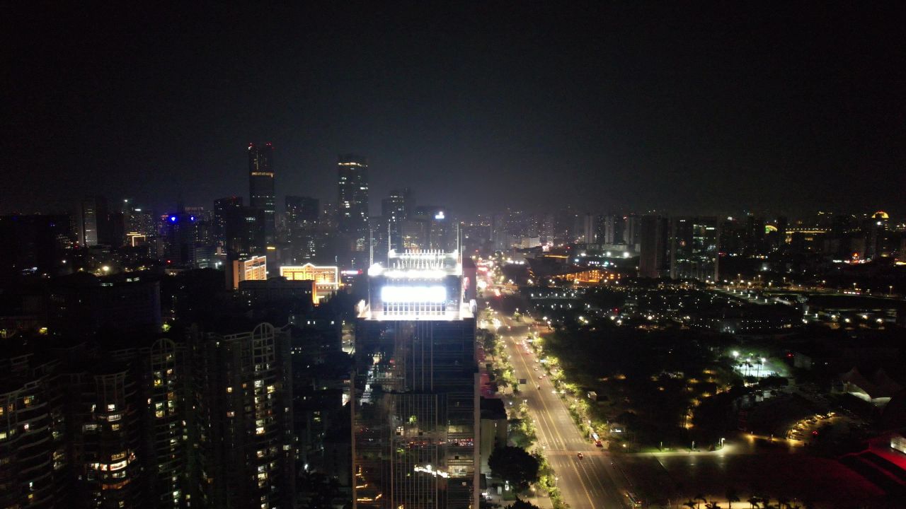 广东惠州城市夜景灯光航拍