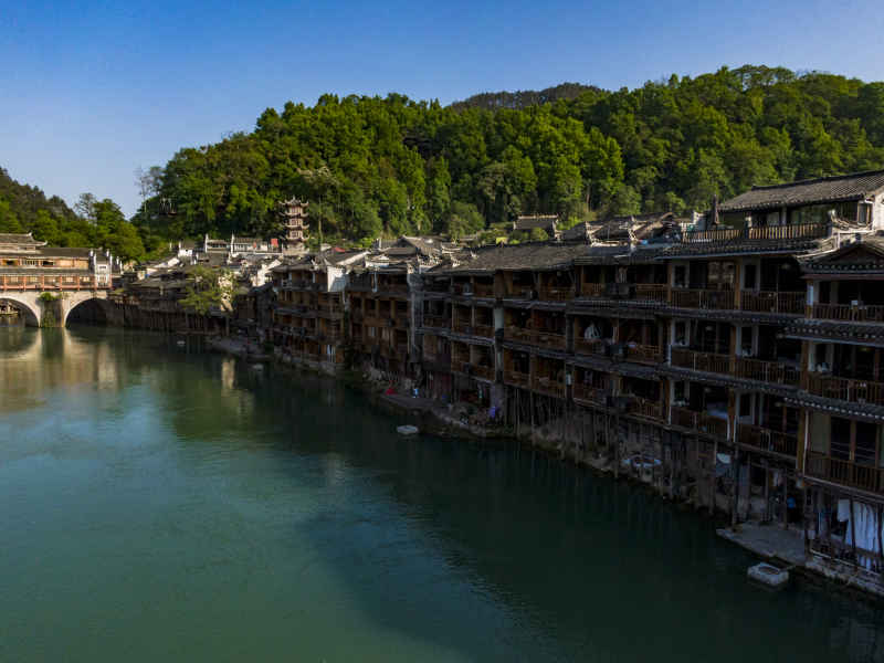 湖南湘西凤凰古城航拍