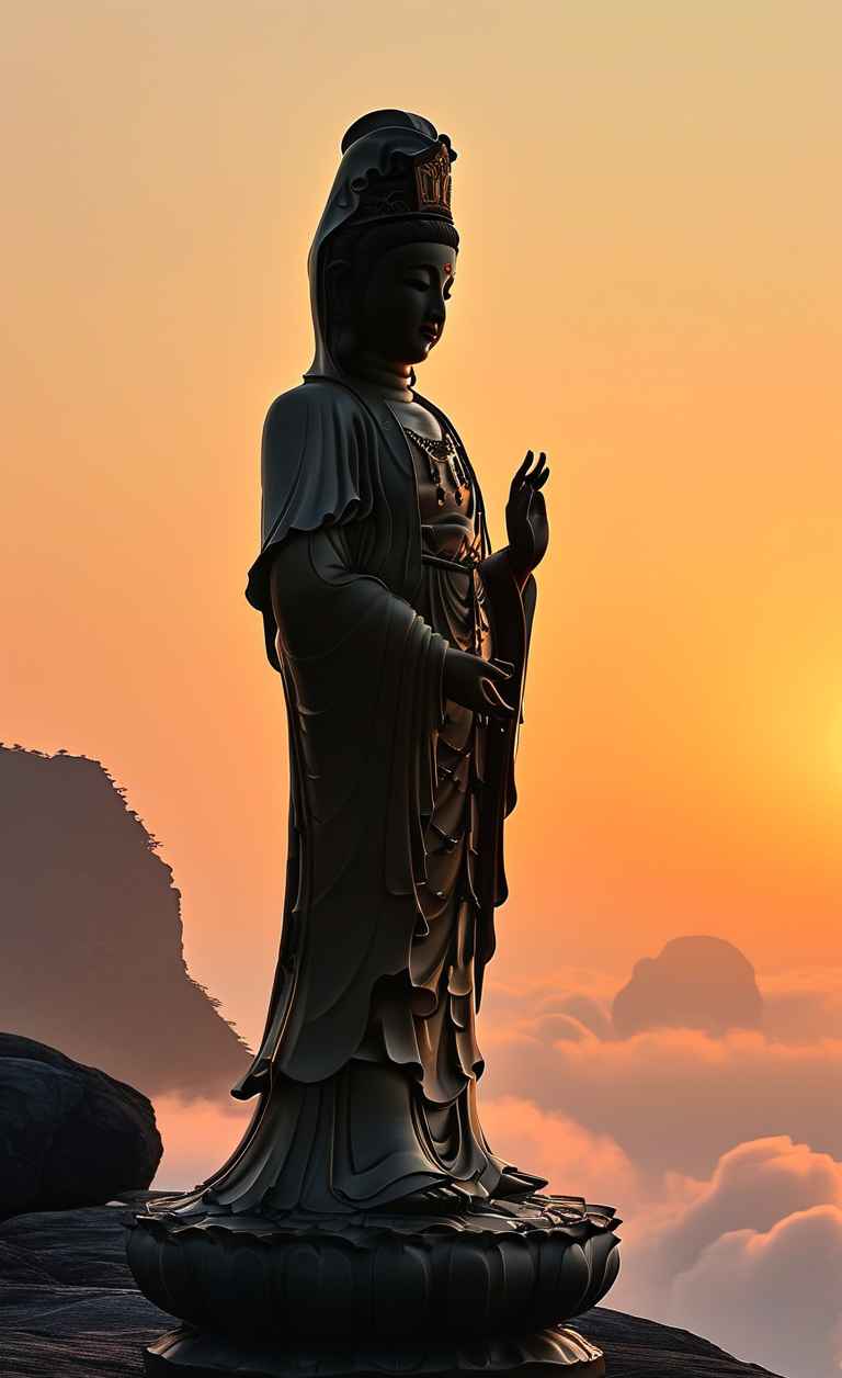 夕阳黄昏下的观音庄严 1
