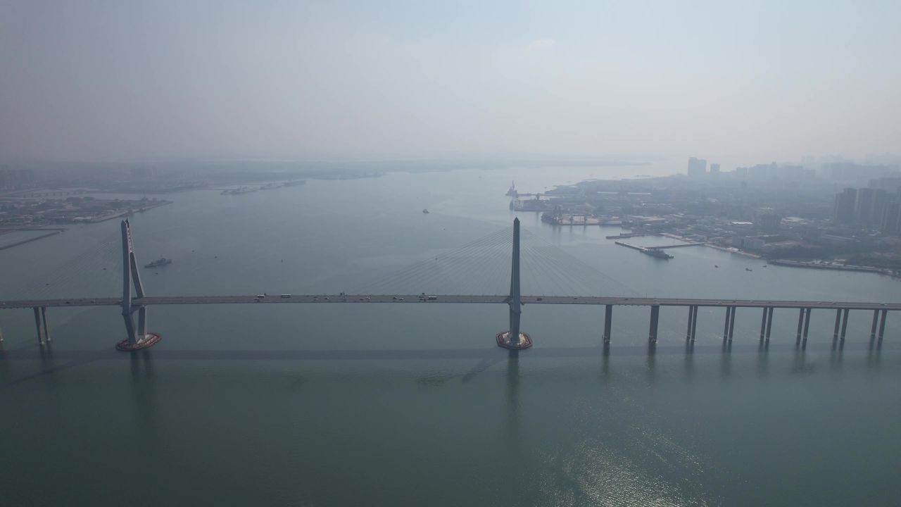 广东湛江城市风光航拍 