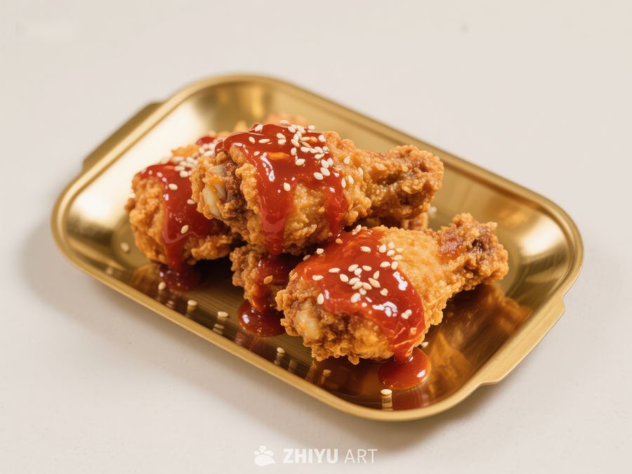 酱汁鸡翅配芝麻，金盘盛放 228