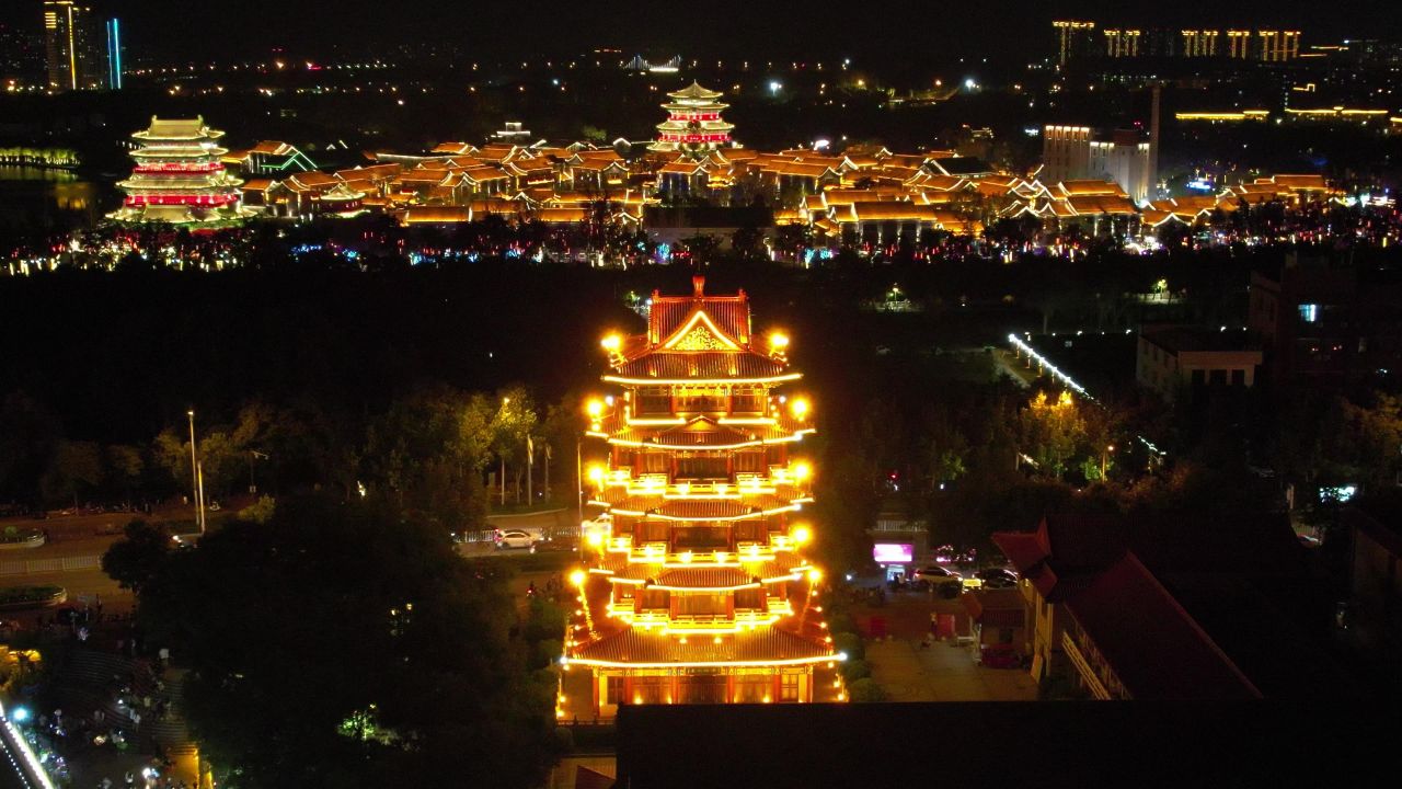河北沧州城市风光地标建筑航拍  