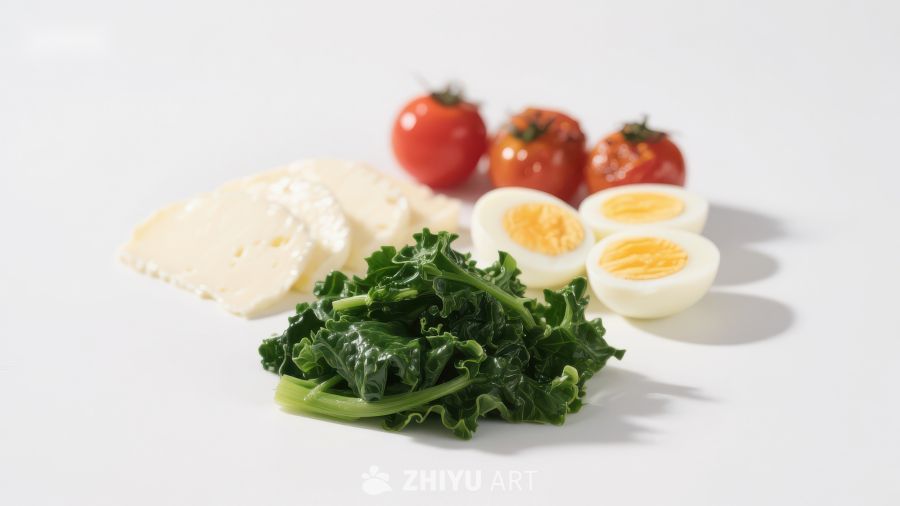 新鲜蔬菜与鸡蛋奶酪组合