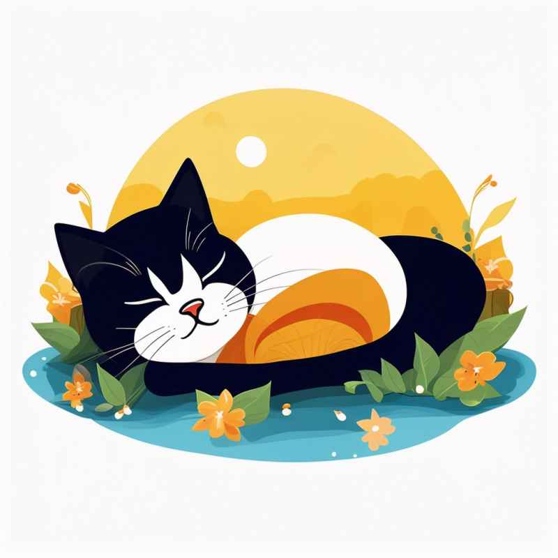 爱睡懒觉的猫咪插画元素 2