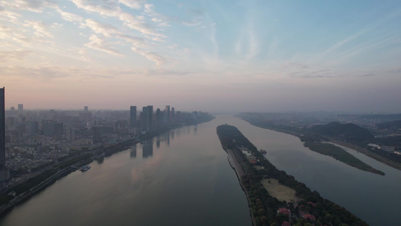 湖南长沙城市风光航拍 