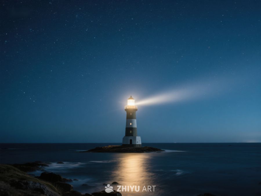 夜空下的灯塔光芒 304