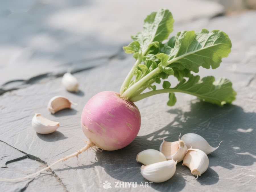 新鲜萝卜与蒜瓣静物图 568