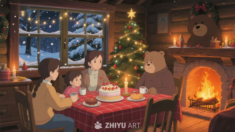 温馨圣诞夜，家庭共聚晚餐 316