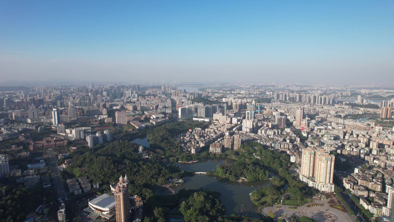 广东江门城市建设航拍 
