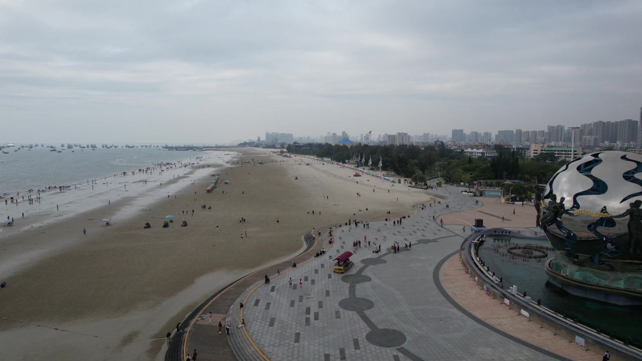 大海海洋沙滩广西北海银滩航拍