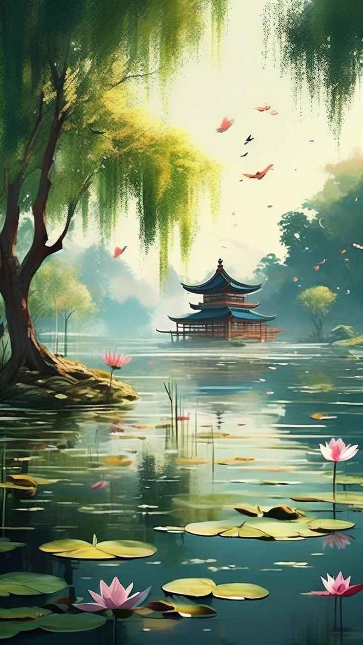 国风水墨山水画简约风格插画 7