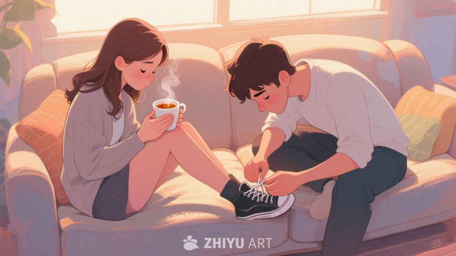 温馨时刻：男生为女生系鞋带 446