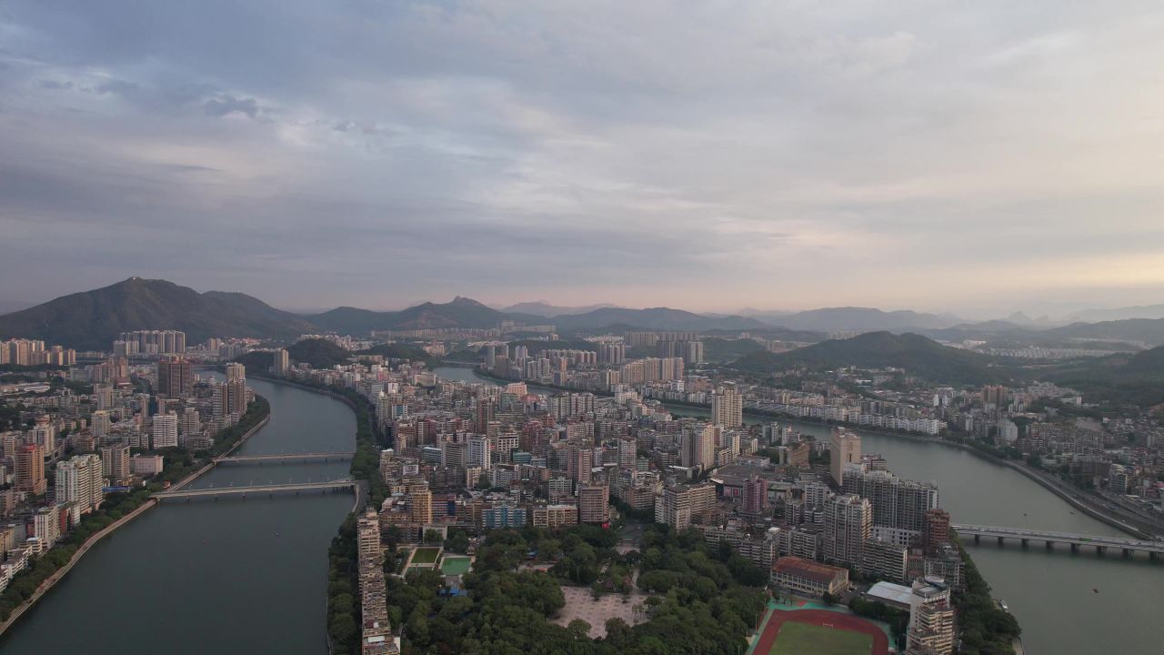 广东韶关城市风光航拍 