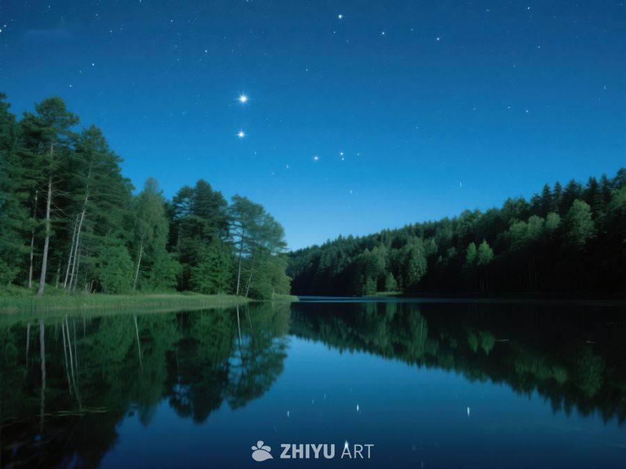 夜空下的静谧湖景 304