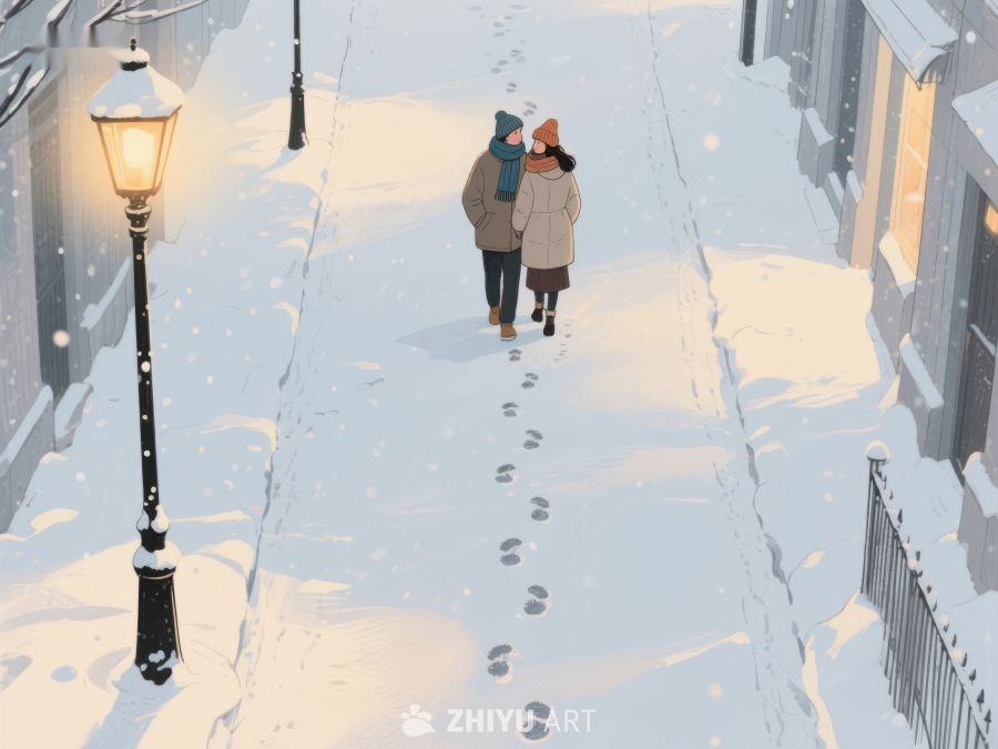 雪夜漫步的两人 891