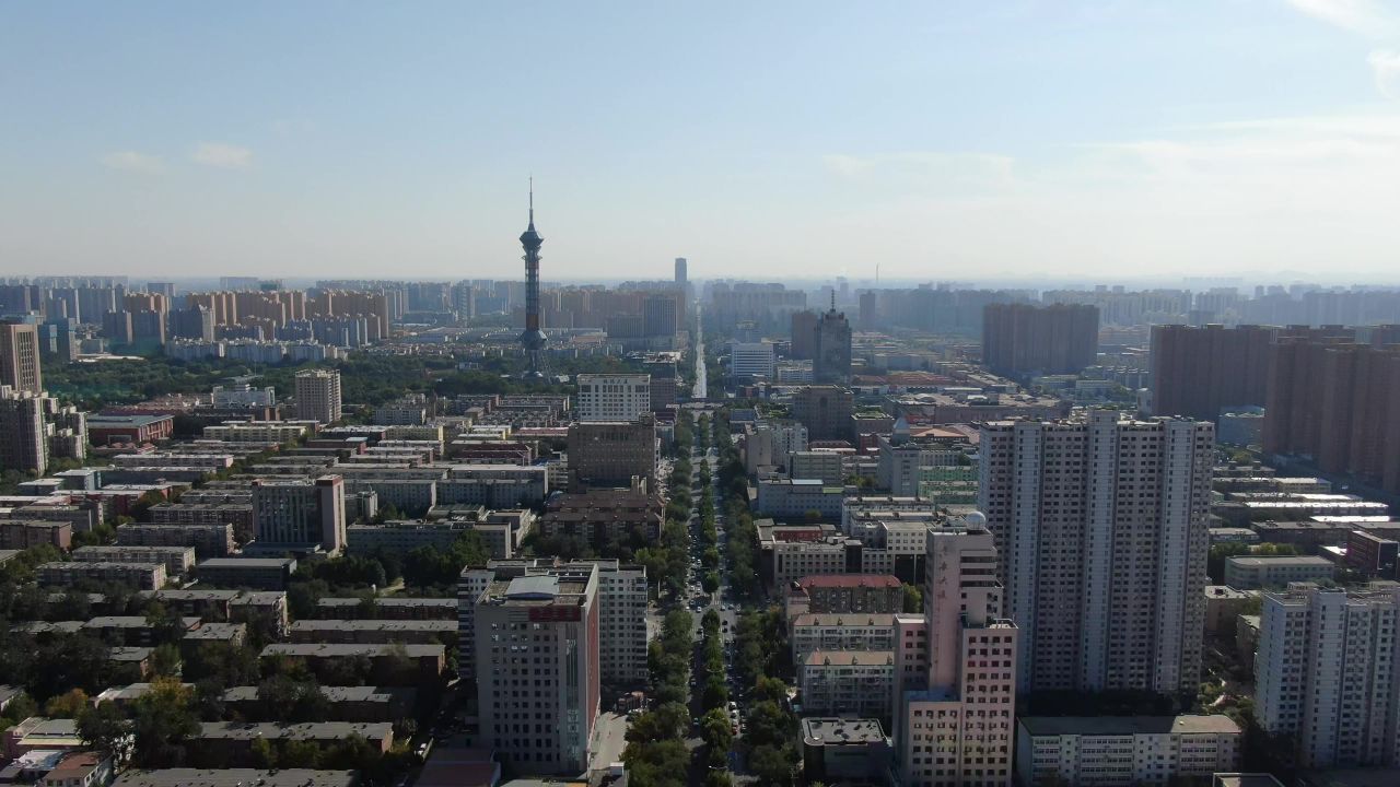 石家庄城市全景航拍 