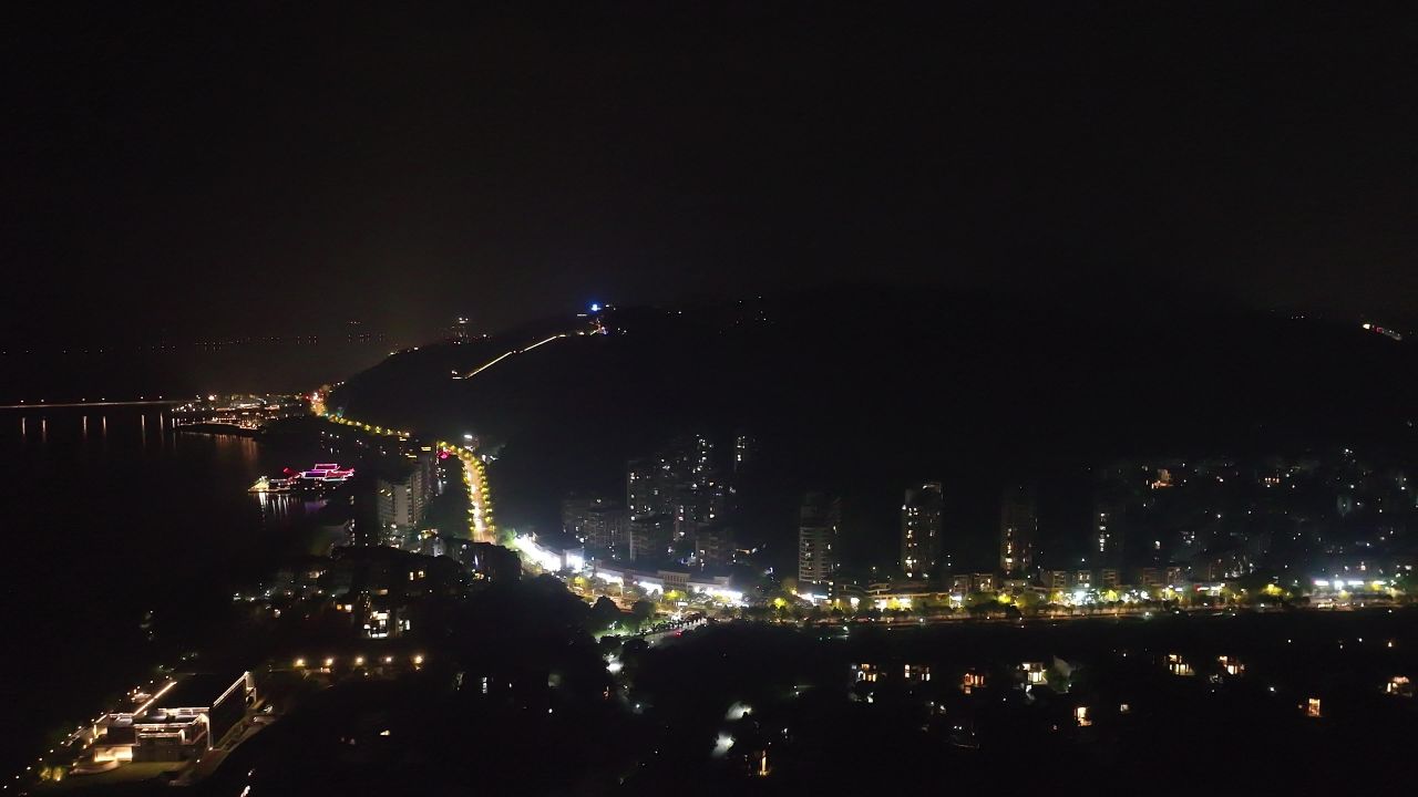 4K航拍浙江杭州淳安县千岛湖夜景风光 9