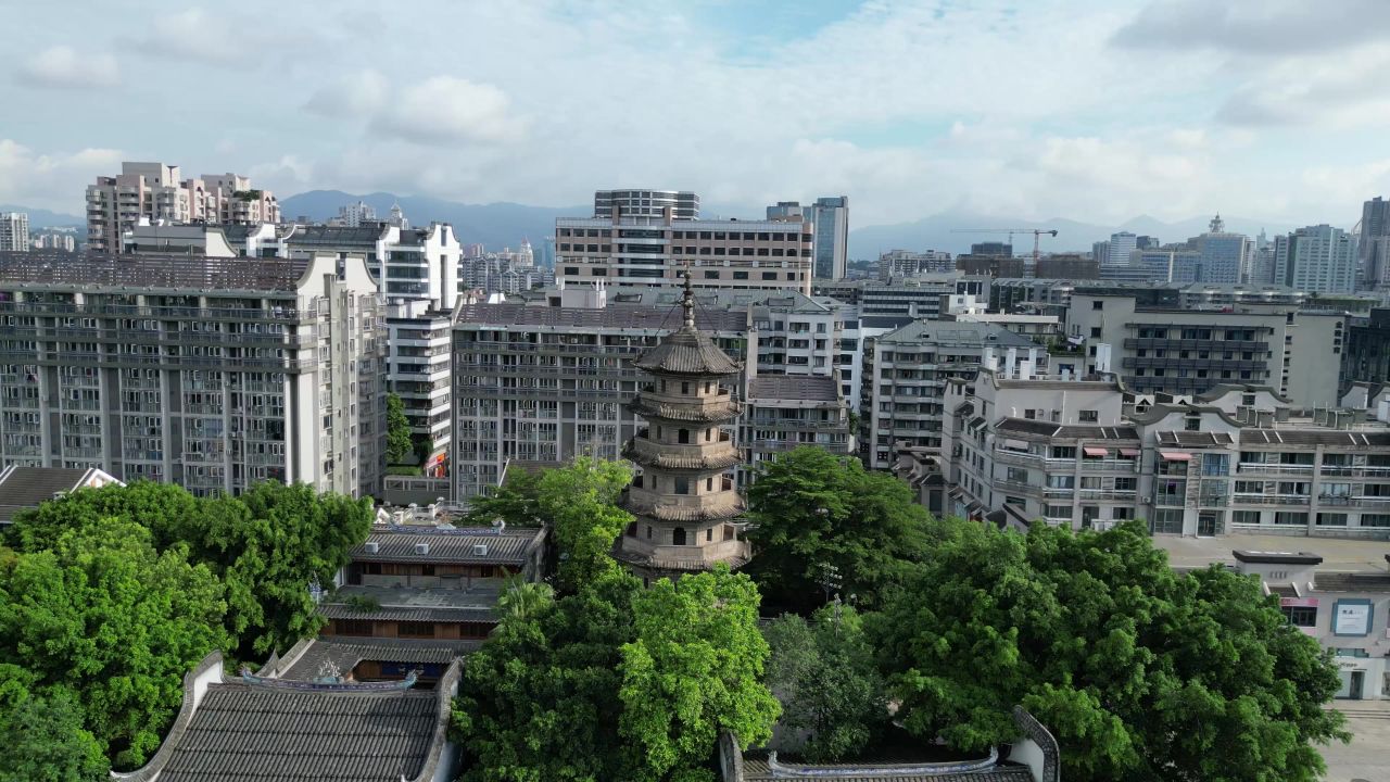  航拍福州净光塔乌塔