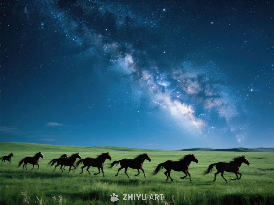 夜空下奔跑的马群 282