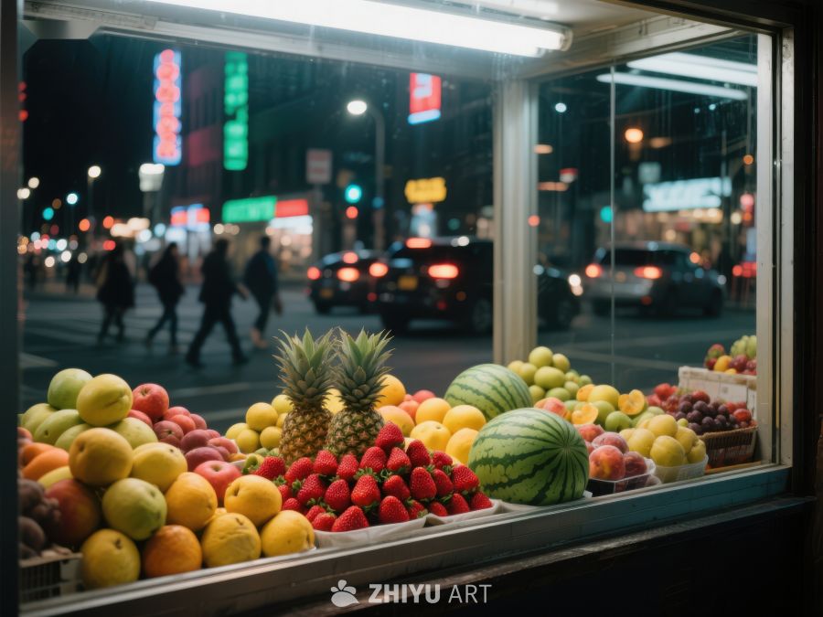 夜市水果摊窗展示 692