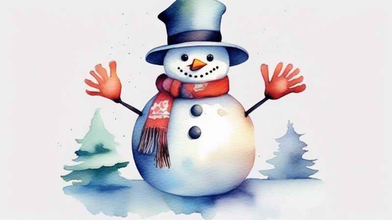 冬季插画雪人堆 26