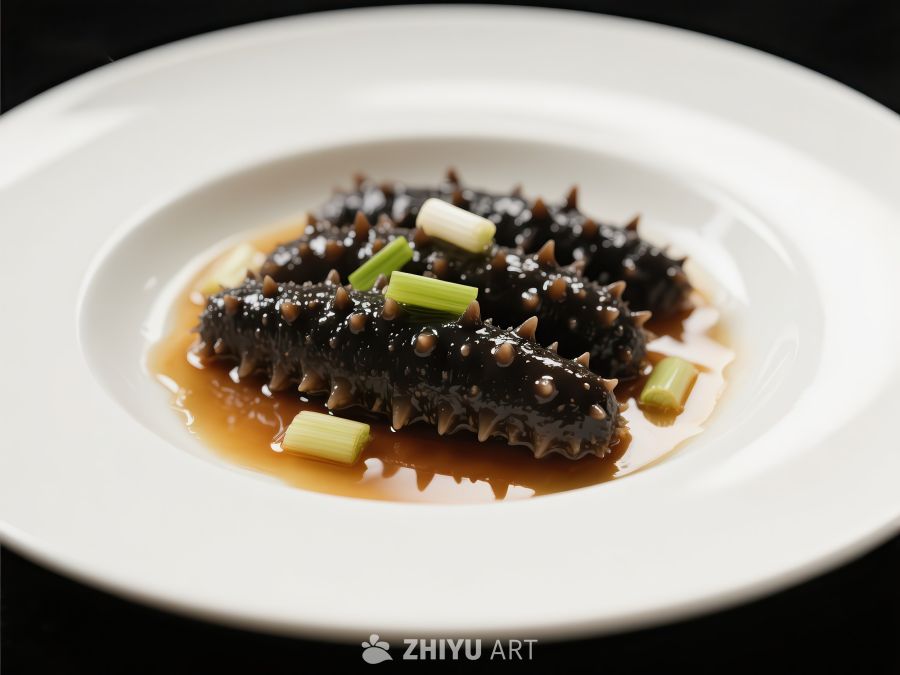 海参配葱段，精致中式菜肴 159