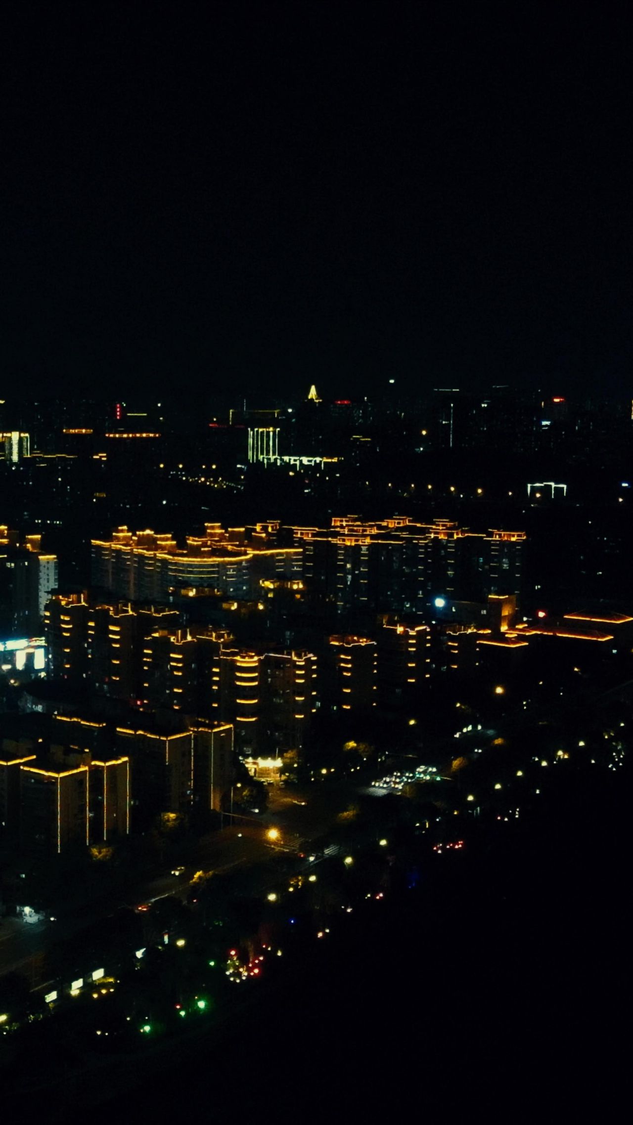湖南长沙城市夜景竖屏航拍