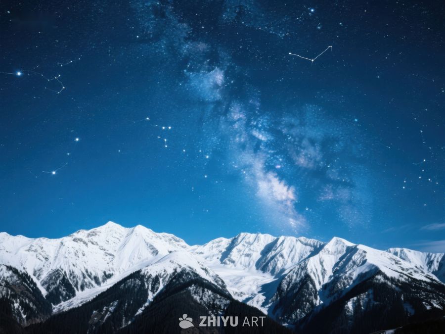 雪山夜景与银河星空 235